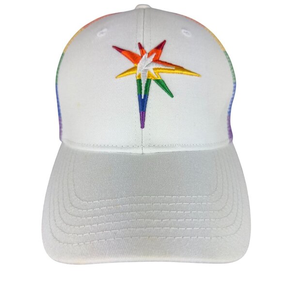 Melonwear Rainbow Mesh Trucker Hat LGBTQIA Pride Embroidered Star Snapback - Picture 2 of 14
